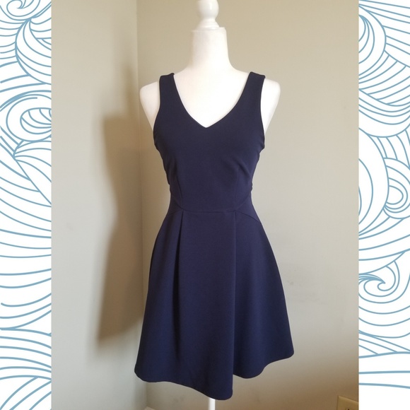 Navy Blue A-line Dress by Monteau - Picture 4 of 6